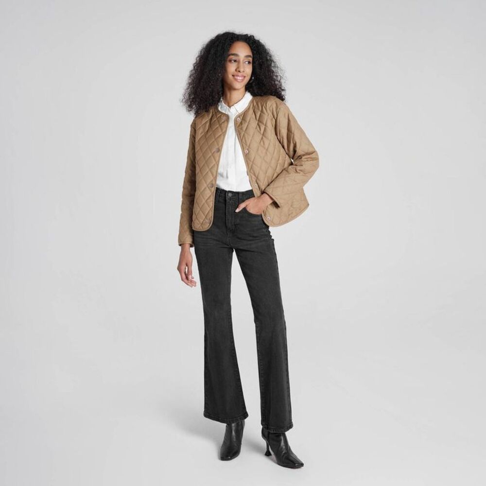 A New Day - Women's Quilted Jacket - A New Day Khaki L Khaki - Picture 1 of 6